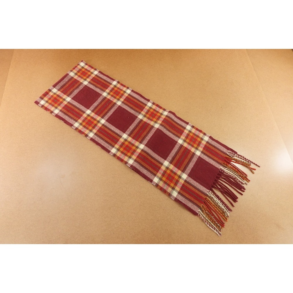 Old Navy Mens Burgundy Plaid Soft Flannel Tassel Scarf NWT